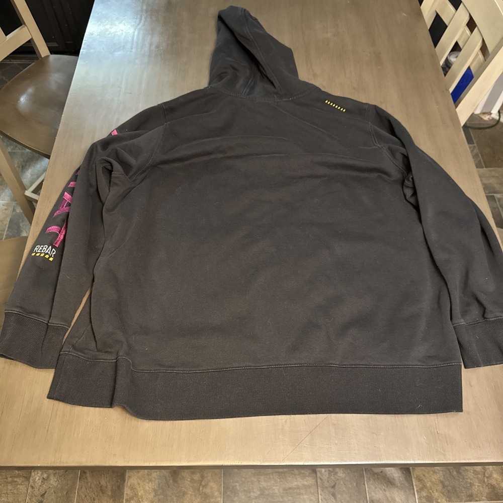 Ariat‎ Rebar Black Fleece Hooded Pullover Hoodie Embroidered Size 3XL XXXL - Picture 4 of 11